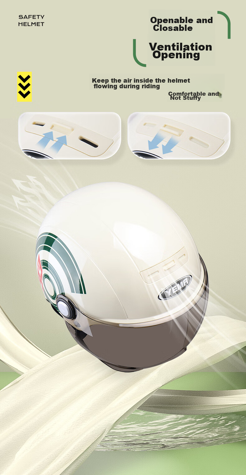 YEMA 3c Certified New National Standard Class A 362S Electric Vehicle Helmet, Women's Summer Sun Protection Motorcycle Safety Helmet, Men's Lightweight Electric Scooter Half Helmet, Cool Gray with Brown Short Visor 9
