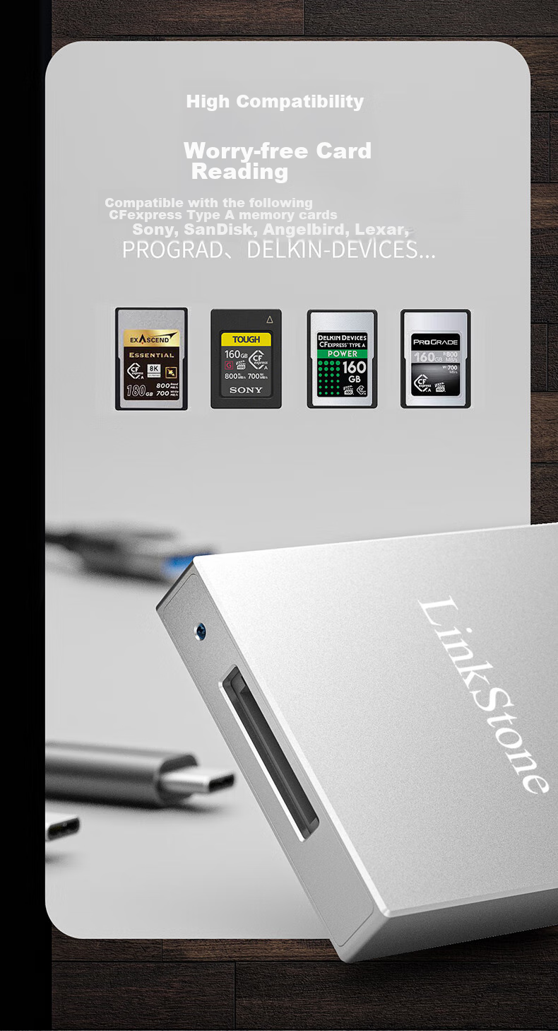 LinkStone CFeA Card Reader USB3.2 + Dual-Port Sony A7M4, FX6, A1 Camera High-Speed CFe Card Reader Supports CFexpress Type A And Cfa Memory Cards 2