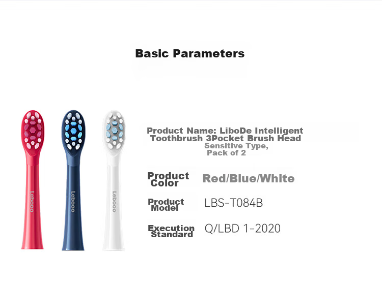 Hongmengzhixuan Libode Smart Toothbrush with 3 Pocket Brush Heads, Sensitive Type, 2-Pack, Cya 9
