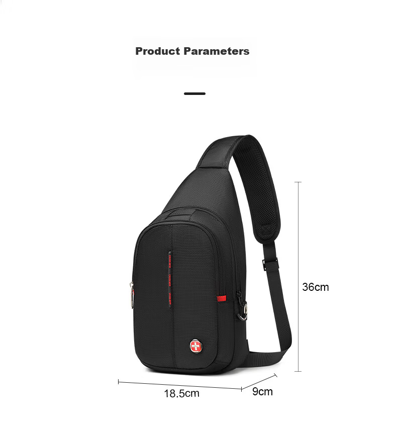 CROSSGEAR Swiss Cross Medal Casual Sports Shoulder Bag, Men's Crossbody Flat Backpack, Multifunctional Cycling Storage Bag 17