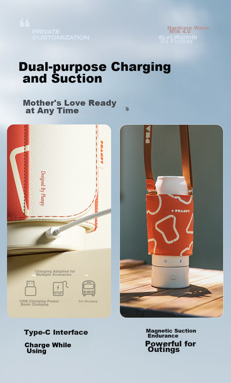 Xiaoyaxiang Milk Bottle Insulation Sleeve, Universal Battery-Powered Wireless Portable Heating Constant Temperature Milk Warmer 9