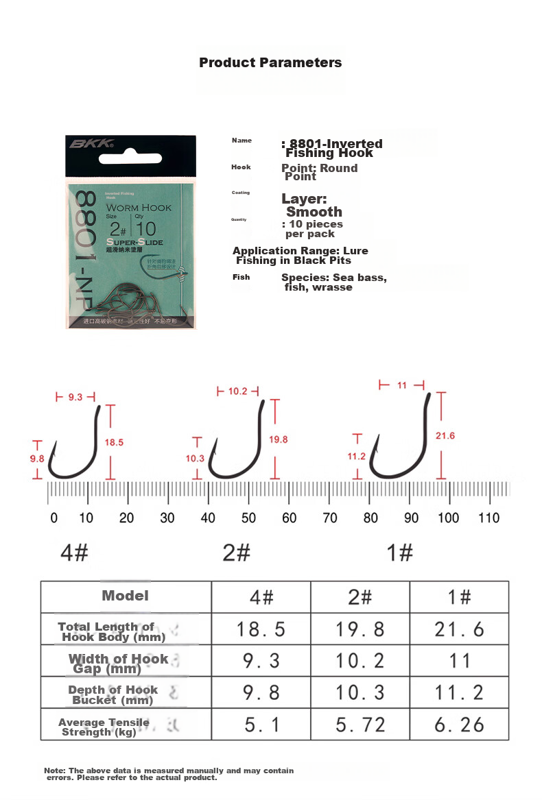 BKK Professional Backbait Hook, Lure for Bass And Soft Bait, Backbait Hook for Mandarin Fish, Black Pit Live Bait Hook 8801 4