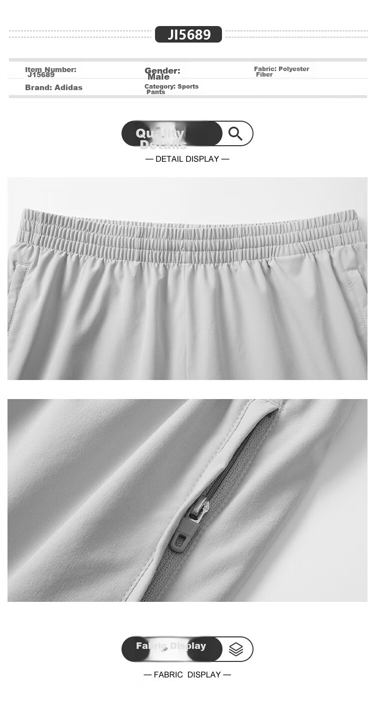 Adidas Sports Pants, Summer Breathable Quick-Dry Pocket Zipper Training Fitness Running Casual Sweatpants JI5690 Size M 3