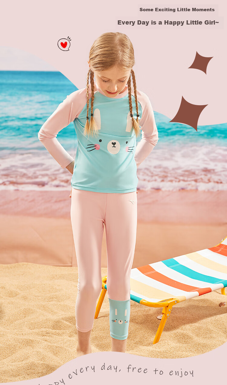 MIZUNO Children's Swimsuit, Girls' Two-Piece Long-Sleeve Quick-Dry Professional Sports Surfing Suit, Hot Spring Swimming Trunks, G1402 Pink, Size 160 8