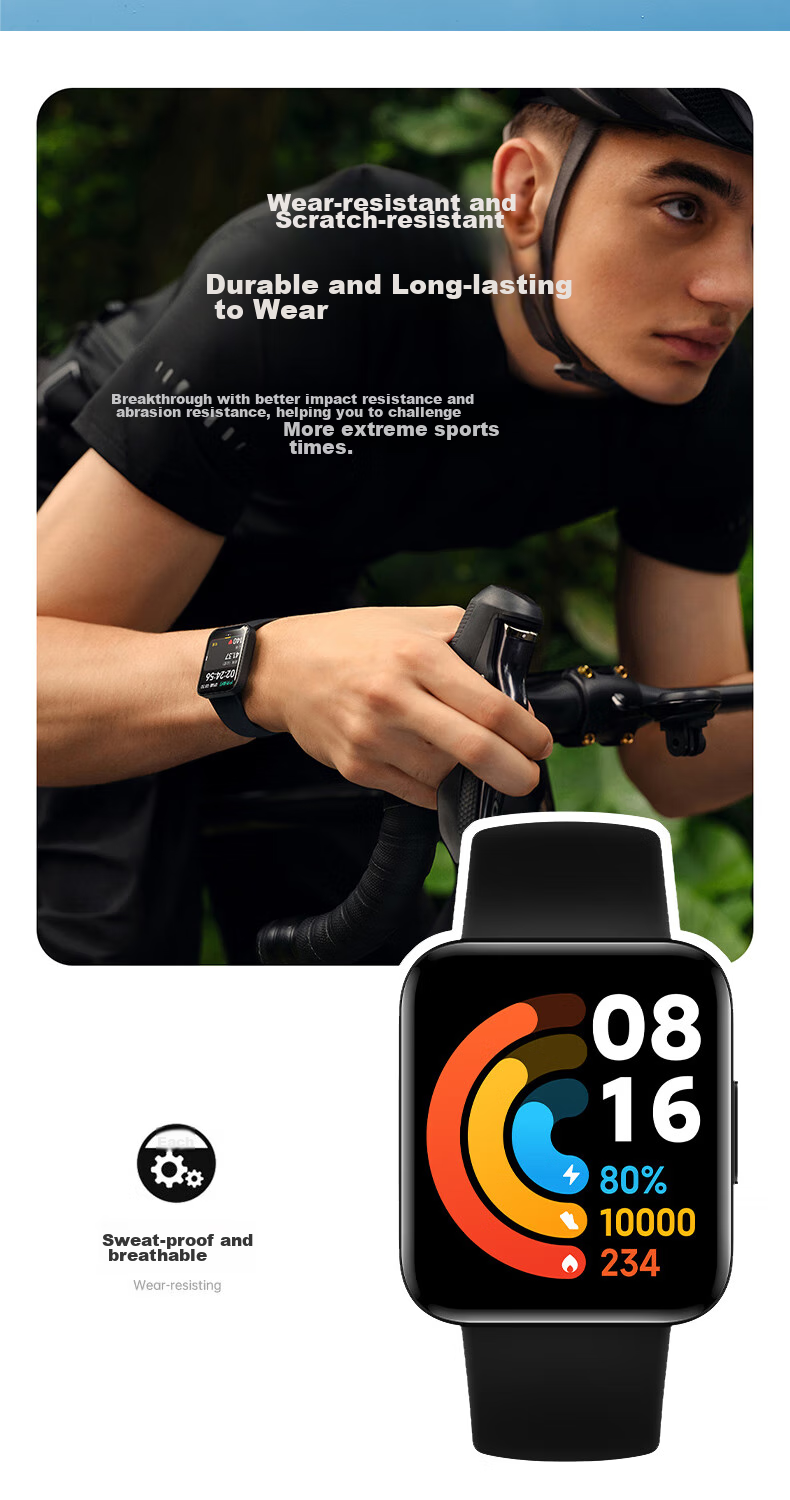 CangHua Compatible with Redmi Watch 2 Strap, Redmi Watch 2 Sports Edition Watch Band, Waterproof Breathable Sports Silicone Replacement Strap, Blue 14