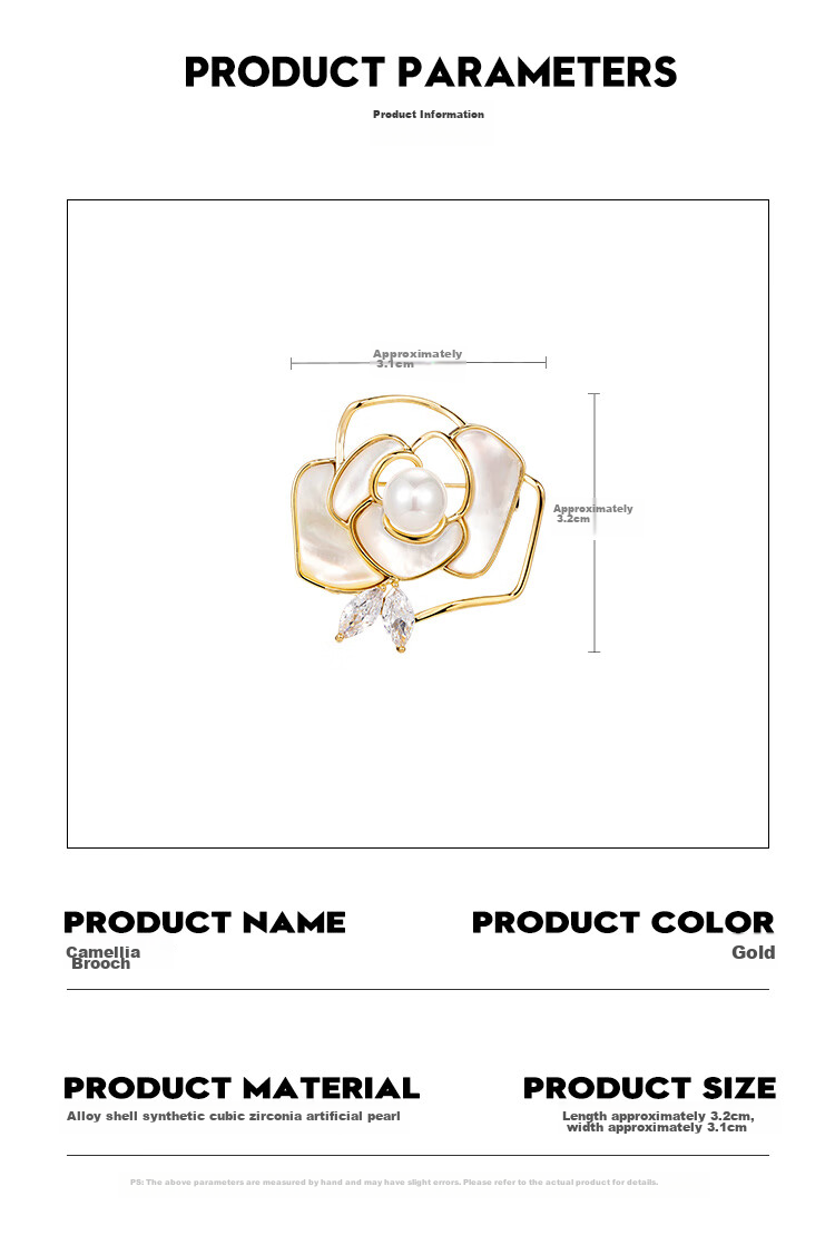 Qlady Camellia Brooch, High-End Women's Luxury Elegant Corsage, Anti-Exposure Silk Scarf Buckle, Clothing Accessory, Mid-Autumn Festival Gift 5