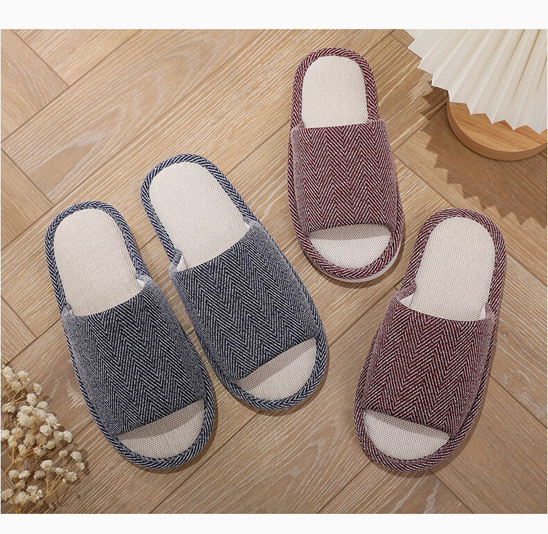 GUOLUOFEI Home Slippers for Men, Summer Indoor Cloth Linen Couple's All-Season Spring Autumn Floor Shoes, Yellow, Size 40-41 11