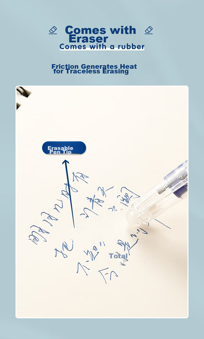 M&G Erasable Gel Pen, 0.5mm, Blue Bullet Tip, Signature Pen with Pull-Cap, Student Pen, AKP61115B, 6 Pcs 2