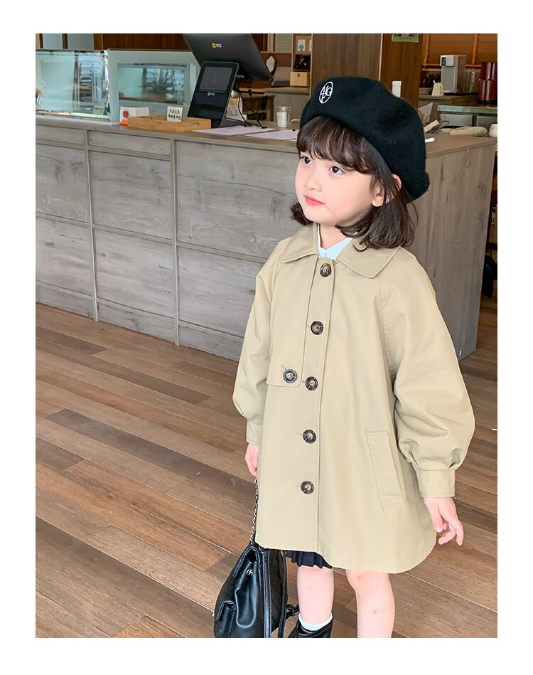Budinghalu Girls' Jacket, Spring And Autumn Style, Children's Fashionable Versatile Windbreaker, Mid-Length, for Older Children, Casual Korean-Style Top, Trendy 23