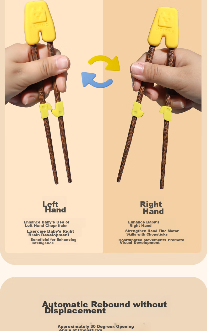 CORN Chicken Wing Wood Children's Chopsticks, Household Solid Wood Chopsticks, Baby Dining Utensils, Short Chopsticks for Training, 18cm 6