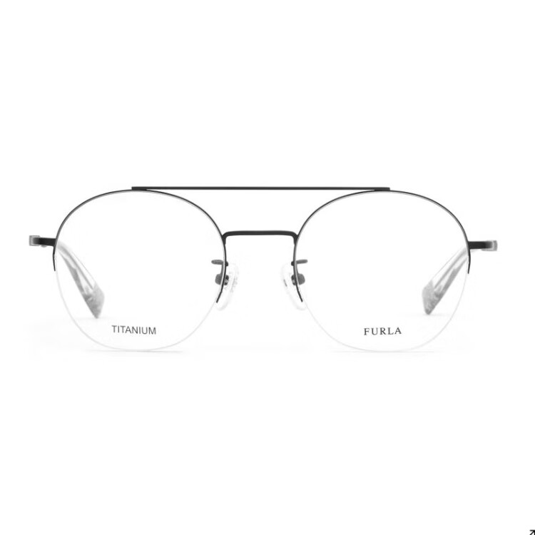 FURLA Semi-Rimless VFU372J510531 Women's Everyday Commute Optical Glasses, Matte Black, Windproof, Sun-Protective, Stylish 2