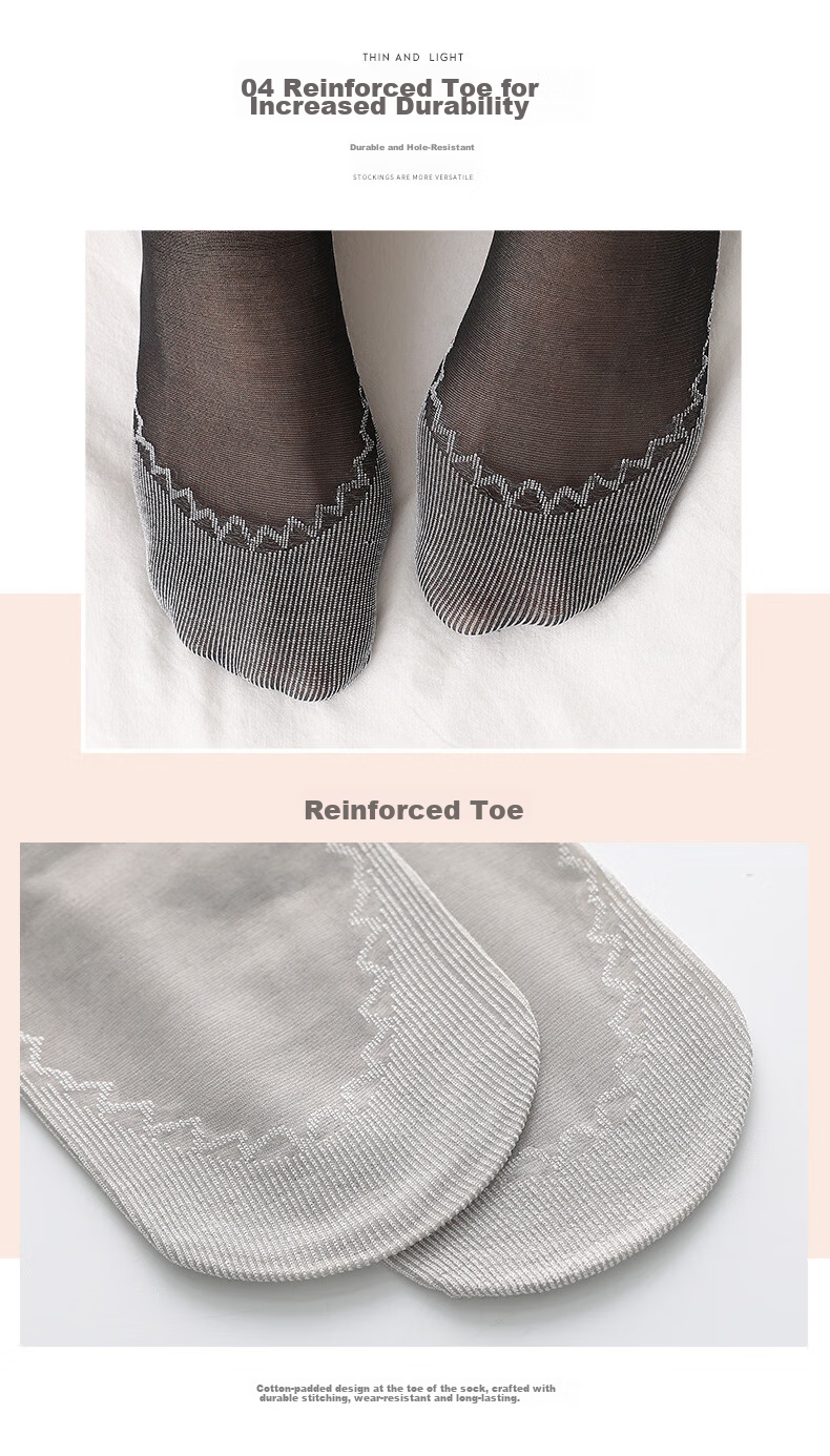 LangSha Women's Thigh-High Stockings, Spring And Summer, Non-Slip Sole, Sweat-Absorbing, Ultra-Thin, Anti-Snagging, Wear-Resistant, 7A Antibacterial, Nude And Transparent Mid-Calf Socks 8