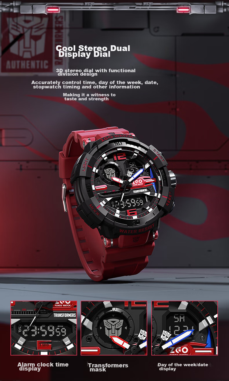 ZGO Birthday Gift Electronic Watch for Men, Students, Middle And High School Teenagers, Multifunctional Sports Watch 8981 Red 7