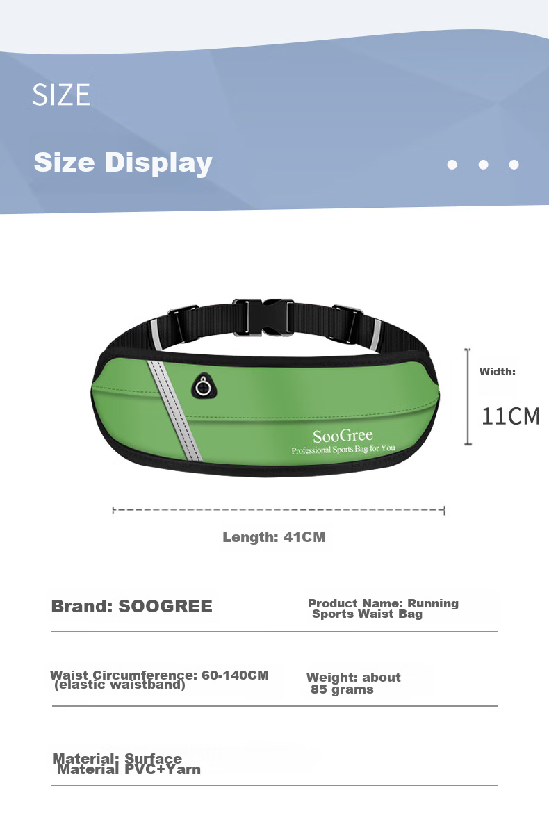 SooGree Sports Running Waist Pack, Unisex Large Capacity Cycling Marathon Outdoor Waterproof Multifunctional Phone Storage Bag 9