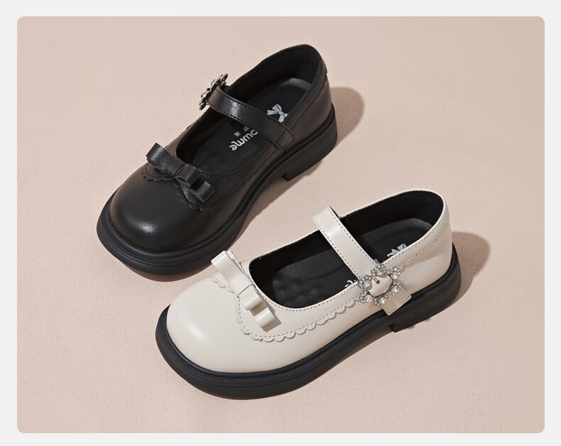 Fulomi Girls Genuine Leather Shoes Spring Autumn Children's Student Soft Sole Performance Dress Shoes Off-White Size 29 5