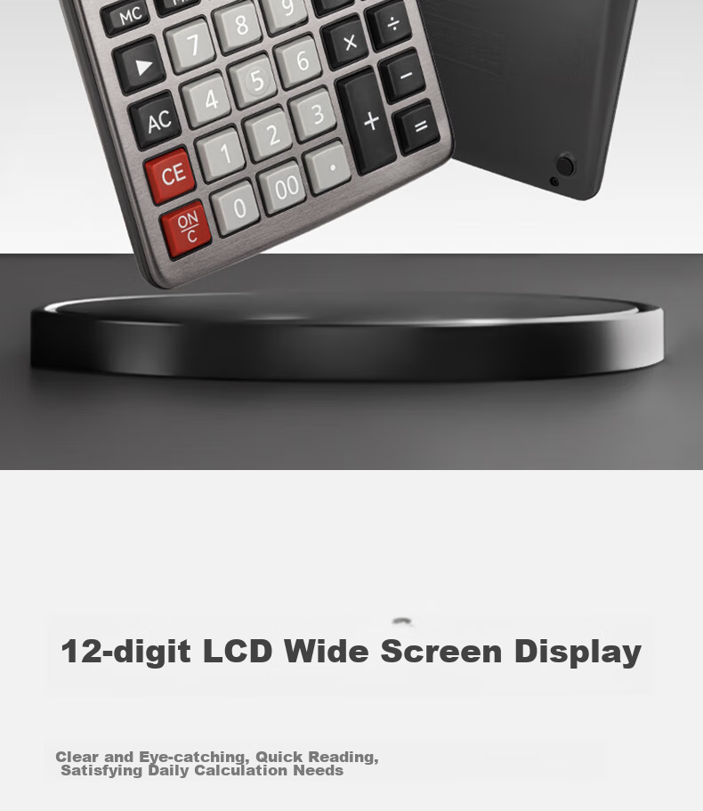 Deli Dual Power Business Office Desktop Calculator, 12-Digit Large Screen Plastic Keypad Desktop Calculator, 1671A 6
