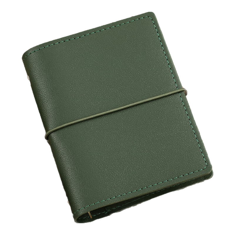 Faramon Loose-Leaf Notebook M5 Detachable Blank Notebook with High Aesthetic Value, Soft Leather Cover, Portable Diary, Travel Journal with Stamp Collection, Blue Pine Tea