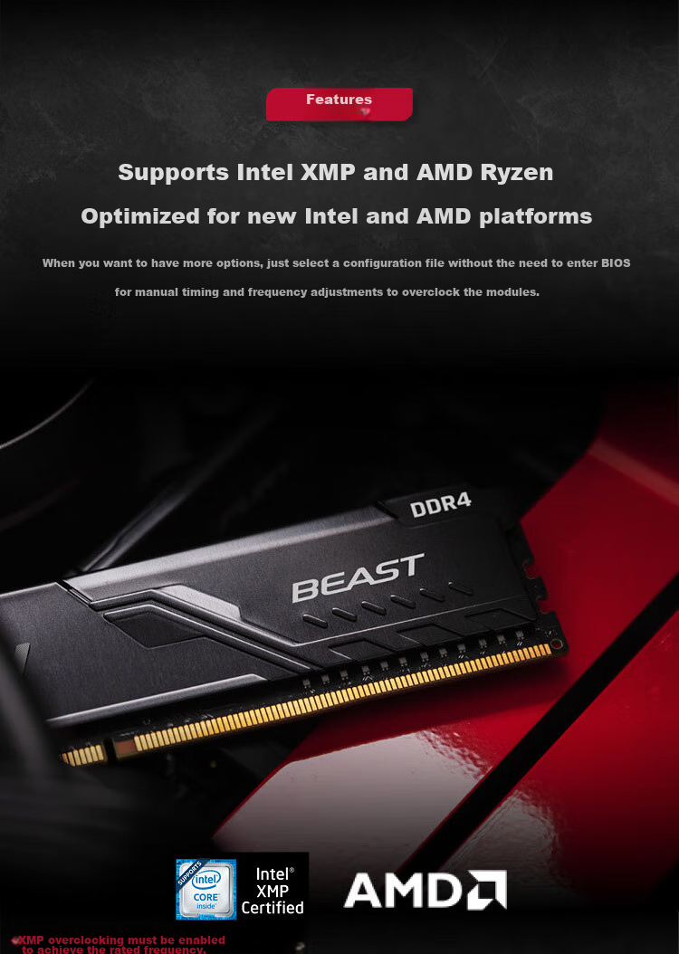 Kingston FURY 16GB DDR4 3600 Desktop Memory Module Beast Series HyperX 7
