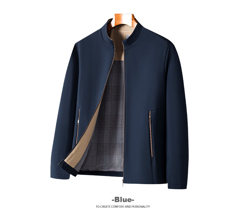 Baocaiyang Middle-Aged Dad Casual Jacket for Men, Spring And Autumn Stand-Up Collar Cadre Uniform Outerwear, Middle-Aged And Elderly Men's Clothing 16