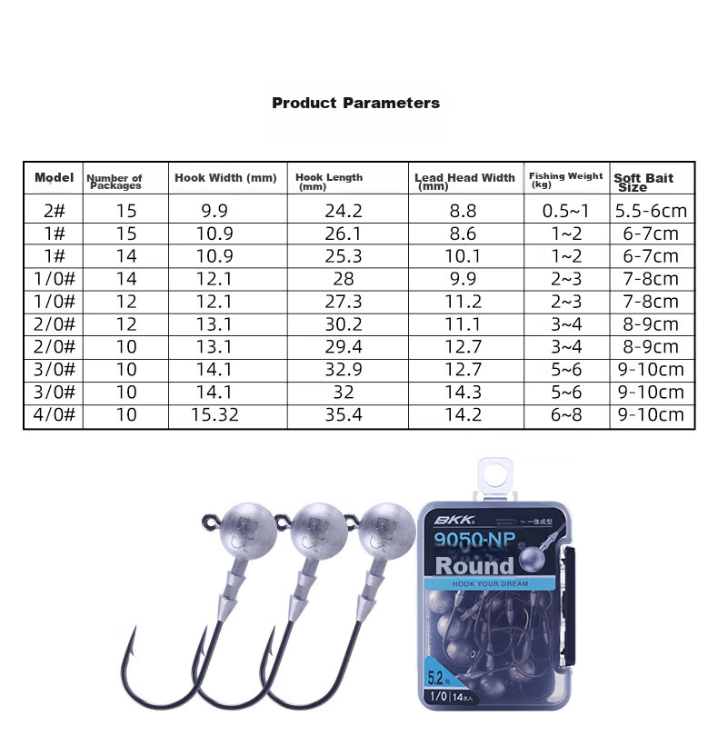 BKK 9050 Round Lead Sinker Hook for Lure Fishing, Soft Bait Hook, Anti-Snagging Bottom Hook for Bass And Mandarin Fish 7