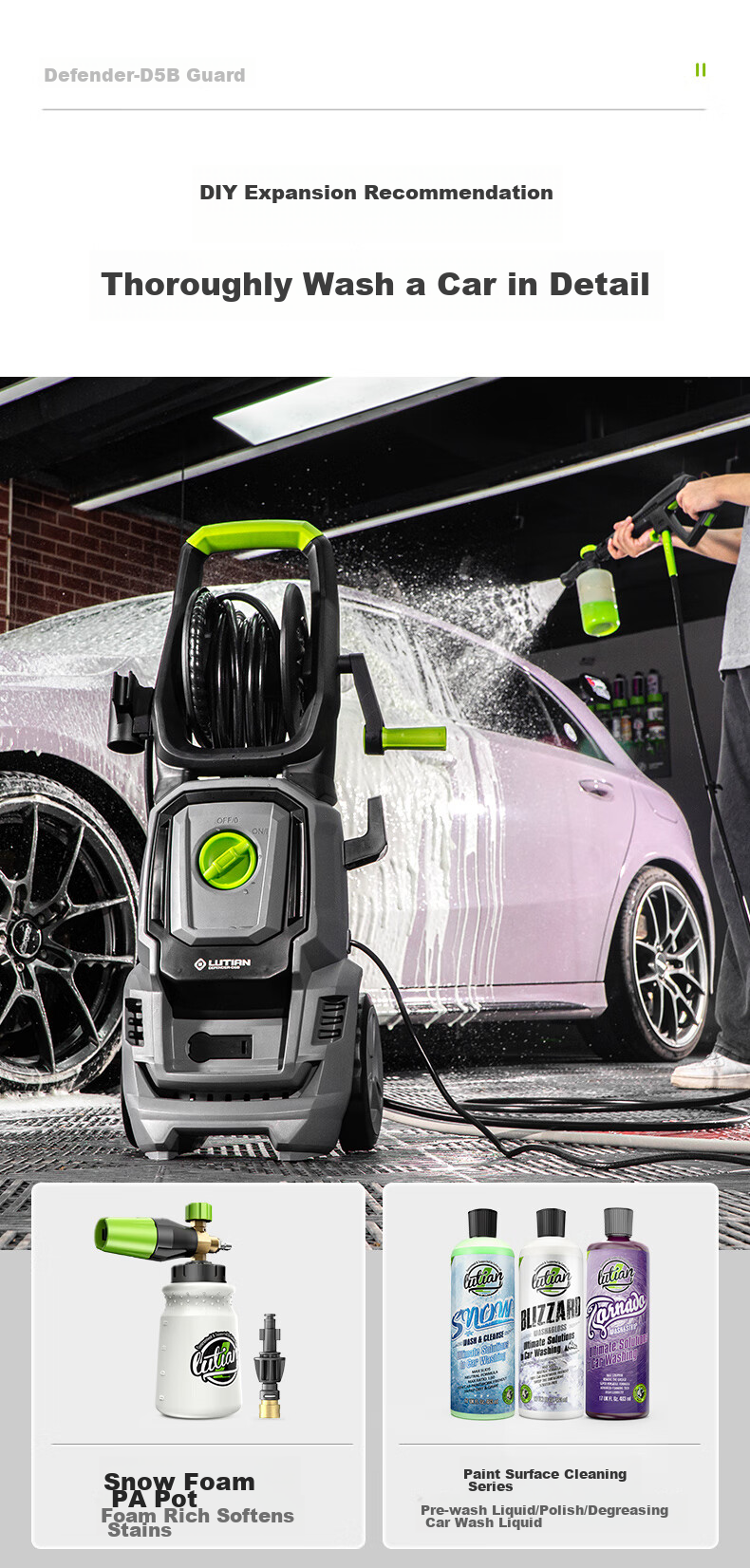 LUTIAN High-Pressure Car Washer, Garden Cleaning, Household Car Washing Water Gun, High-Power Cleaning Machine Spray Gun, Floor Washing Guardian D6B 9