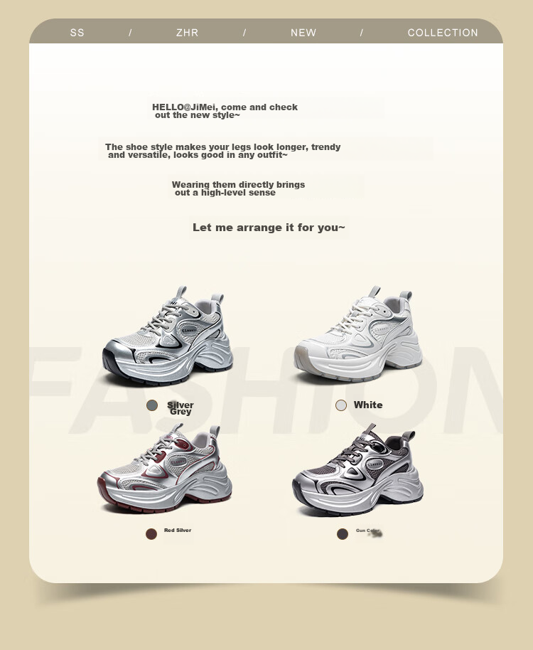 ZHR Dad Shoes for Women, Retro Thick-Soled Casual Shoes, Comfortable Mesh Breathable Sports Shoes for Women, JT07, Silver Gray, Size 37 3