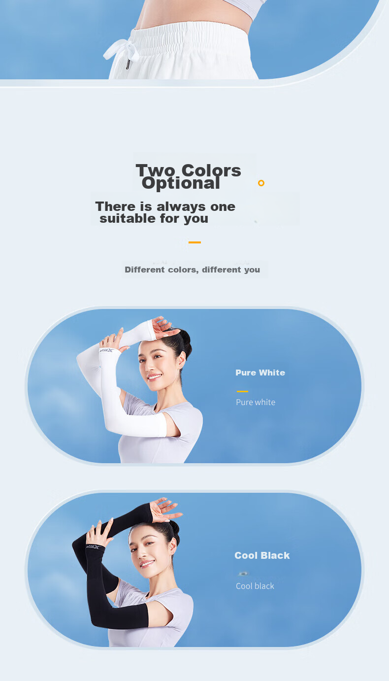 XTEP Ice Sleeves Sun Protection Driving Outdoor Sports Cycling Men Women Ice Silk Arm Sleeves Fishing UV Long Sleeve Protectors White One Pair 13