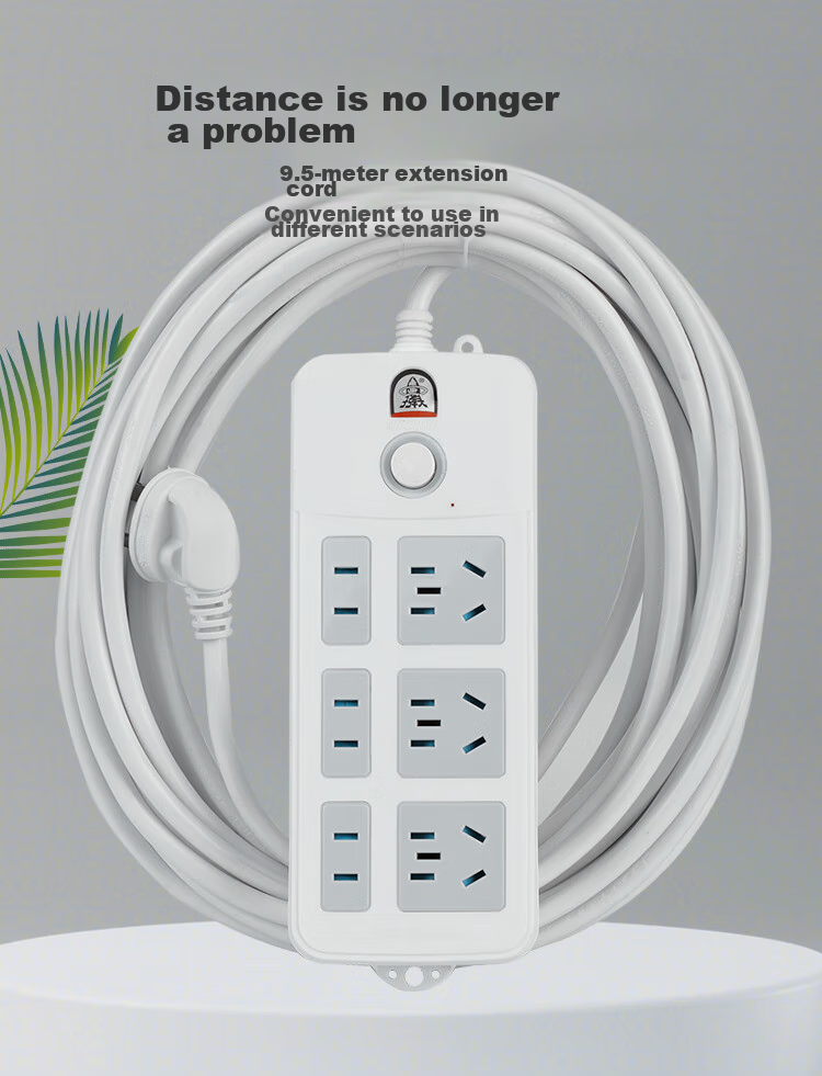 Zidantou New National Standard Safe Power Strip/Extension Cord/Power Bar/Power Strip/Power Board/Long Cord 6 Outlets Total Length 9.5 Meters TS-8691c 4