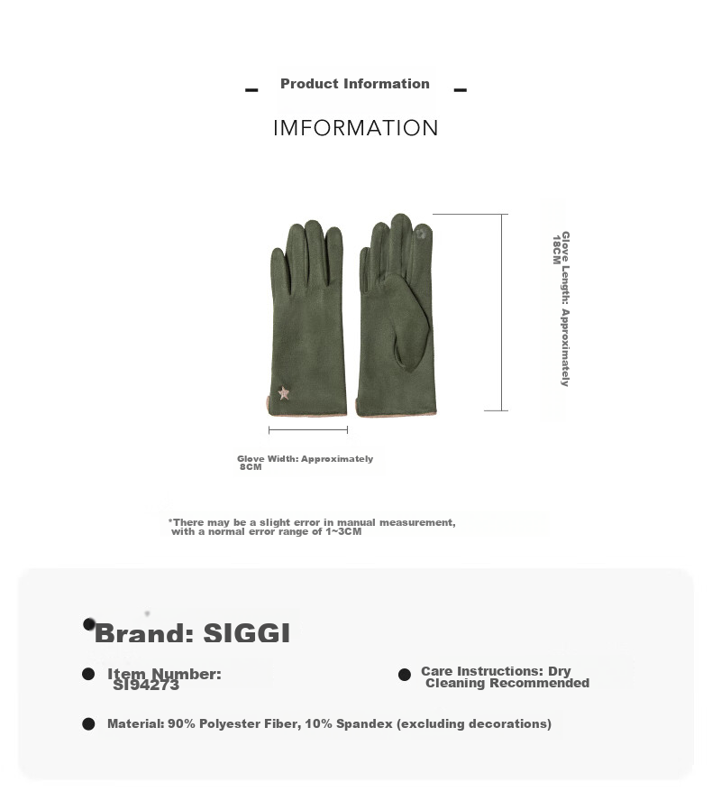 Siggi Women's Gloves, Autumn And Winter Windproof, Warm, Finger-Specific, Thin, Touchscreen Compatible, Fleece-Lined, Simple Solid Color, Cycling And Outdoor Use 7
