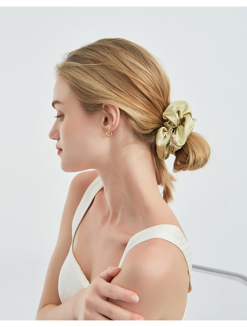 ELLE Silk Hem Hair Tie Elegant Women's Large Scrunchie Bun Hair Rope Gift 17