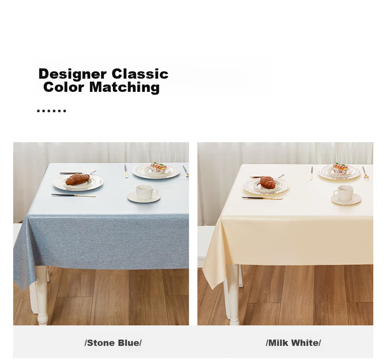 CHERISHES LIFE Waterproof And Oil-Resistant Rectangular Tablecloth for Dining Tables, Hotel Banquet Fabric Table Cover, Washable, Cream White, 137*220cm 16