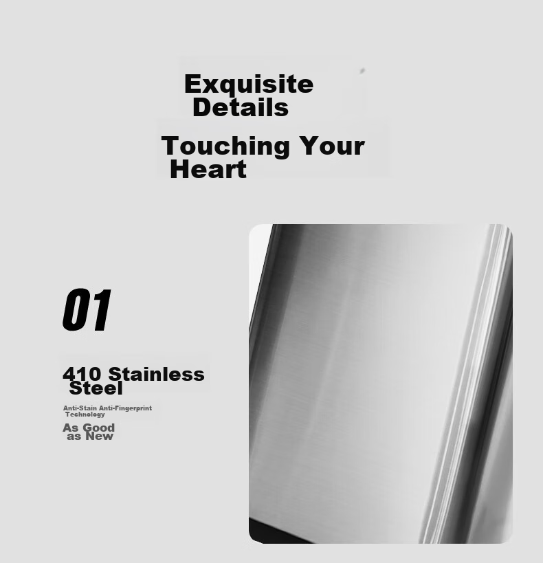 AKBK Stainless Steel Trash Can 15L Silver Large Square Bin for Living Room, Kitchen, Bathroom, Luxury Hotel, Office 7