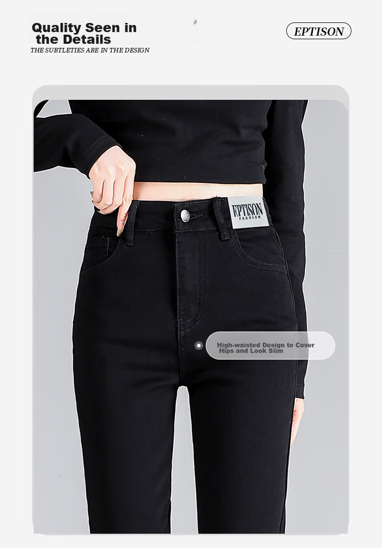 Yipintiancheng Fashion Trend High-Waisted Jeans for Women, Slight Flare Pants, 2025 Autumn Black Slim-Fit Flared Trousers for Wome 4