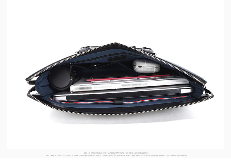 ELLE HOMME Men's Business Briefcase, Stylish Horizontal Cowhide Handbag, Large Capacity Laptop Bag for Men EA088208911 Blue 9