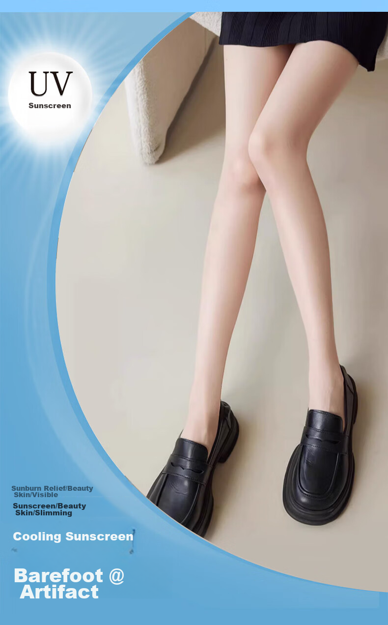 LangSha Sun Protection Stockings, 3 Pairs, Summer Ultra-Thin, Skin-Friendly, UV-Resistant, Concealing, Pantyhose, Sexy, Bare-Leg, Base Layer Socks 2