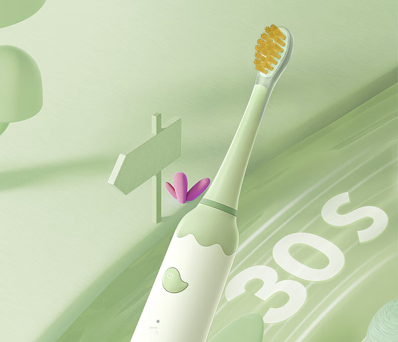 FLYCO Children's Electric Toothbrush with 3 Modes, Smart Timer, Sonic Soft Bristles, for Ages 3-6 Birthday And Children's Day Gift for Boys FT7110 Cute Gree 19