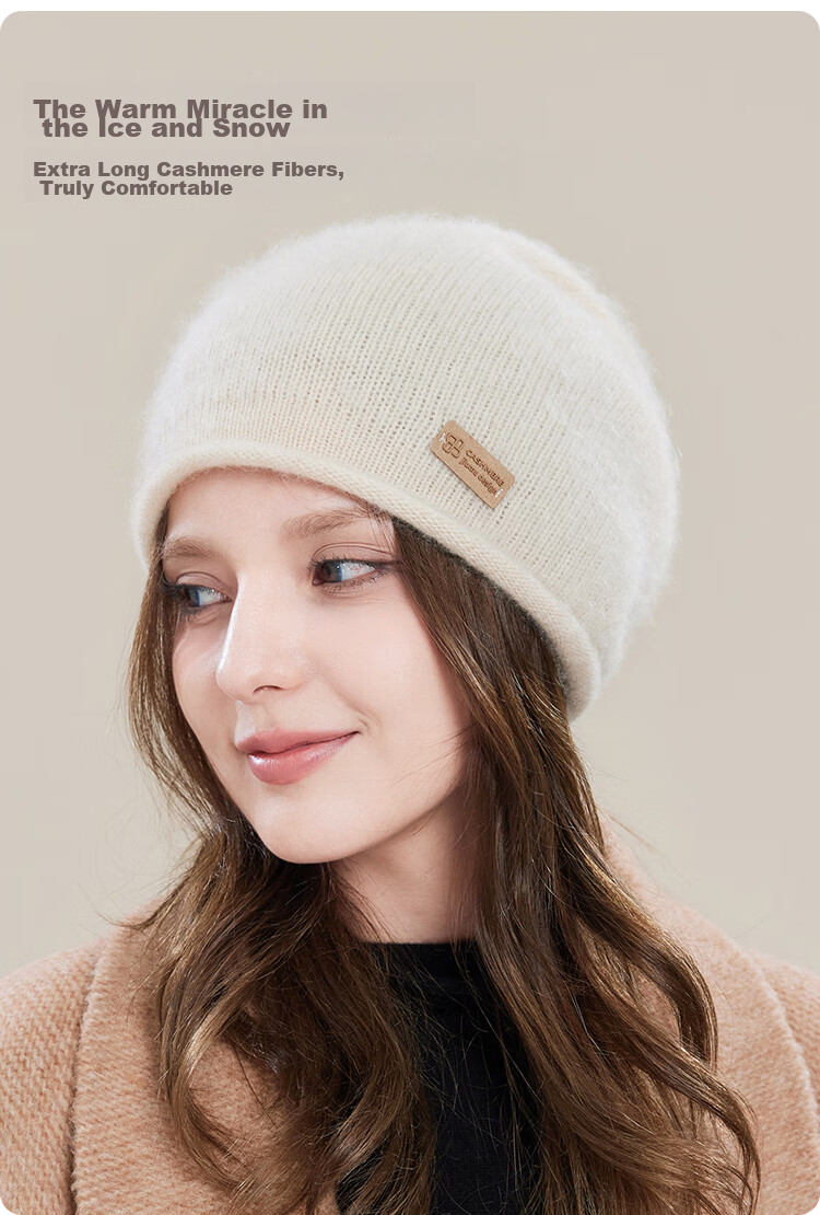 JIUMU Pure Cashmere Warm Knitted Beanie Hat, Cold-Proof Cap for Autumn And Winter, Slouchy Hat, Outdoor Winter Cap, Cold-Resistant Hat for Wome 5