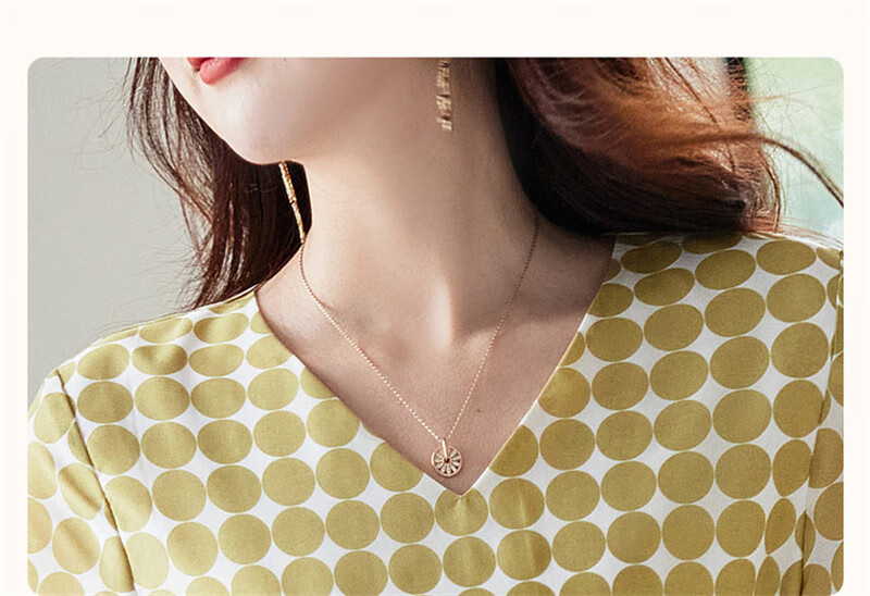 Dme Commuting Polka Dot Vintage Dress Summer V-Neck Lantern Sleeve Chiffon Mid-Length Dress for Women 7