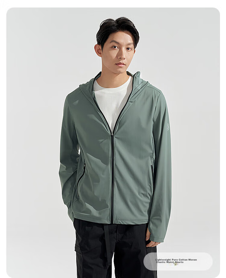 BOSIDENG Sun Protection Jacket for Men, Summer Outdoor Ice Silk Original Yarn Fishing Shirt, Cool Breathable Sports Cycling Hooded Coat 24