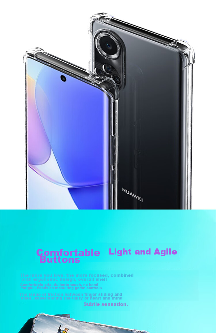 ESCASE Huawei Nova 9 Phone Case, Hi Nova 9 Protective Cover, TPU Full Coverage Transparent Soft Case, Airbag Shockproof Case for Men And Women (With Lanyard Hole), Upgraded Transparent White Versio 5