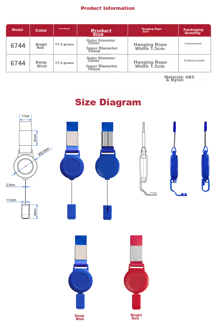 UHOO Retractable Lanyard with Zipper Holder for ID Cards, Work Cards, Chest Cards, Employee Badges, Event Badges, High-End Business Style, Navy Blue, 6 Pieces/pack, 6744 12