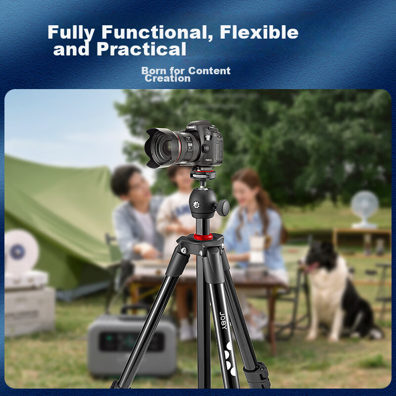 JOBY JB01760-BWW Professional DSLR Camera Tripod, Mirrorless Camera Extendable Adjustable Aluminum Alloy Portable Stand, 1.3 Meters Compatible with Sony And Canon, Load Capacity 1.5KG