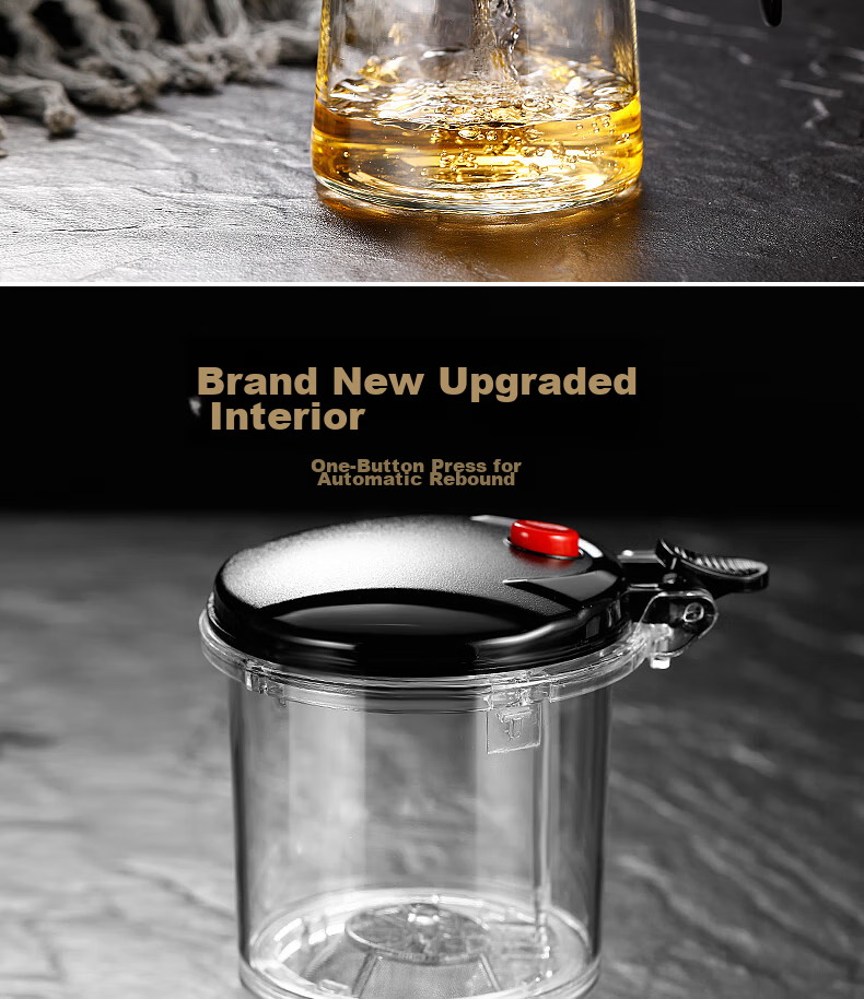 Ranye Glass Teapot with Heat-Resistant Cup, Press-Type Tea Infuser with Separate Compartments, 1000ml Simple Filter Tea Pot SY1000 3