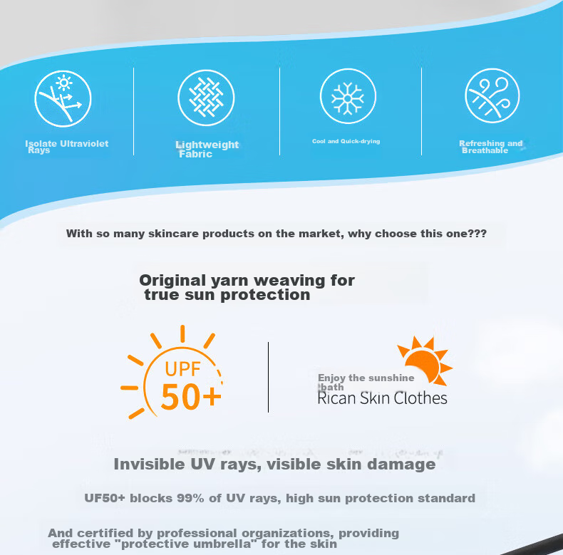Huili Sun Protection Clothing for Men And Women, Summer Ice Silk Sun Protection Garment, Lightweight Breathable Sunshade Coat, Skin-Friendly Outerwear, Light Blue, 4XL 2