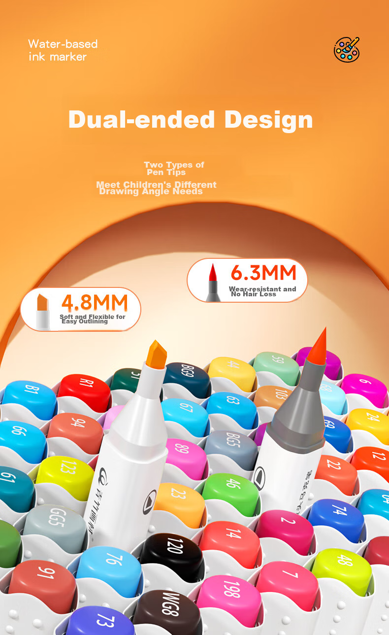 [Lowest Price Online] CHINJOO (CHINJOO) 36-Color Children's Markers, Water-Based Double-Ended Alcohol-Free Student-Specific Watercolor Pens, Washable Drawing Set, Art Sketching Kit 7