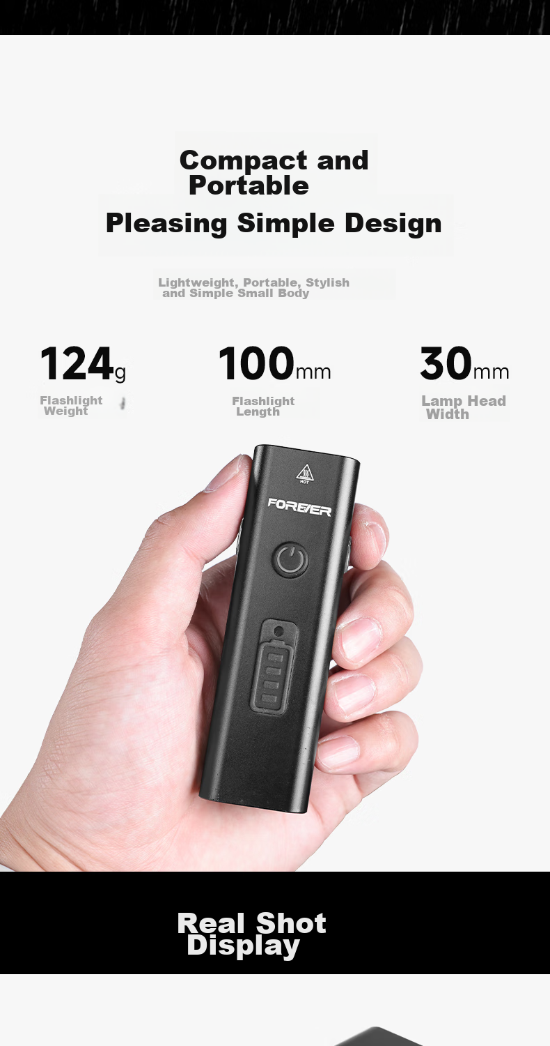 FOREVER Bicycle Front Light, Night Riding High Beam Flashlight, Rechargeable with 800 Lumens, 4 Light Modes, 2400mAh Battery 12