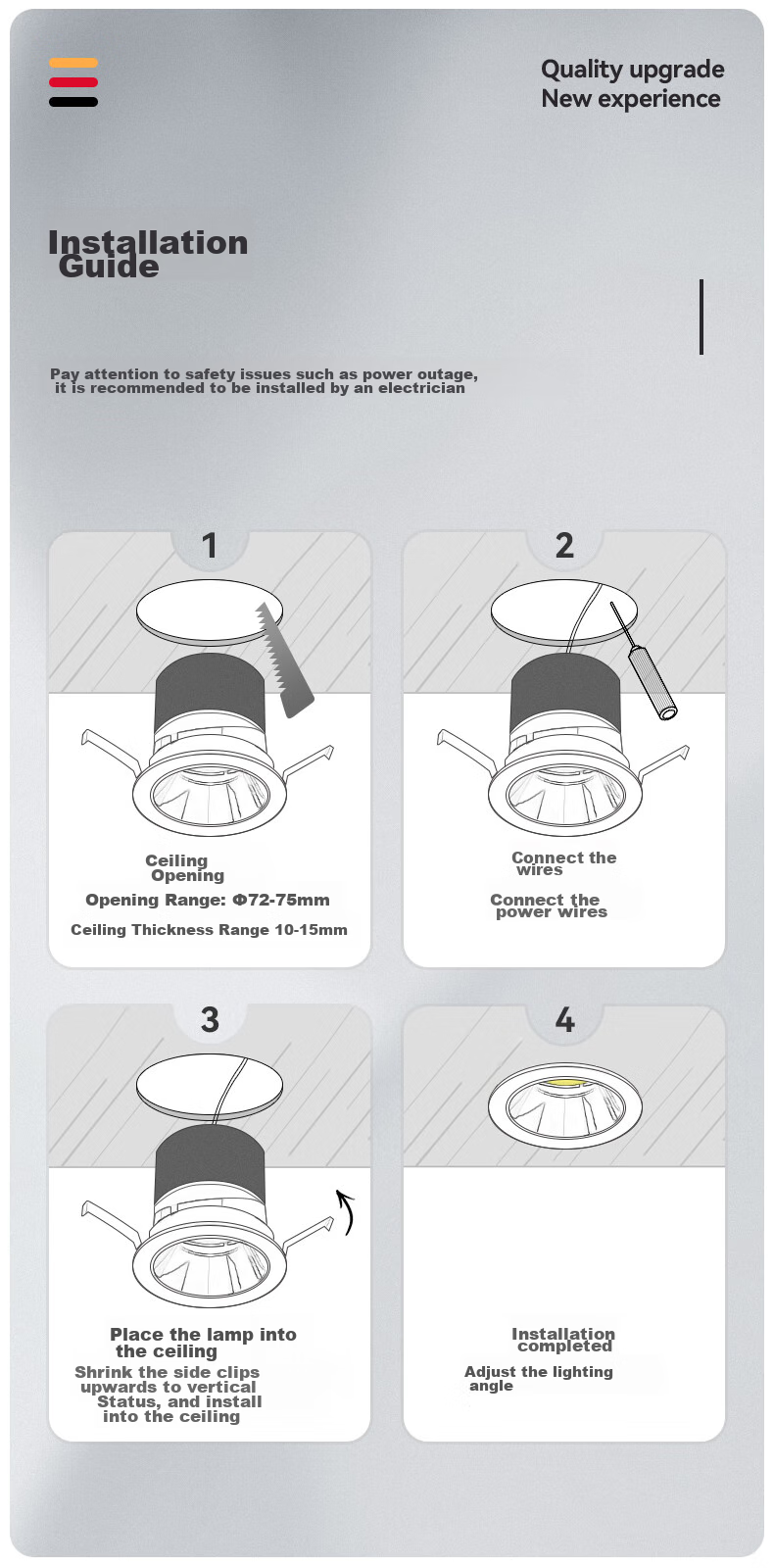 CDN LED Spotlight, Recessed, for Home Use without Main Light, Full Spectrum Anti-Glare Wall Washer, 9W, 4000K, 36° 18