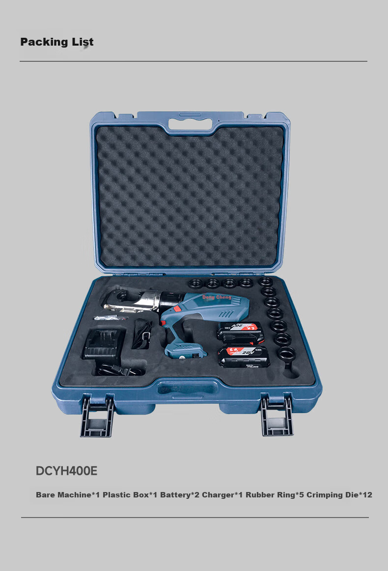 Dongcheng 20V Electric Hydraulic Crimper DCYH400E, Rechargeable Wire Crimping Tool, Copper And Aluminum Cable Crimper 10