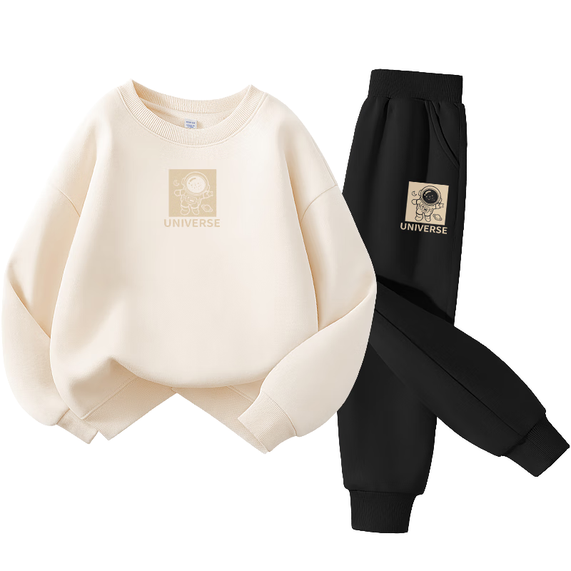 Jeanswest Boys' Spring 2026 Children's Sports Set Spring Casual Clothes Big Kids Crewneck Sweatshirt and Sweatpants Two-Piece Set