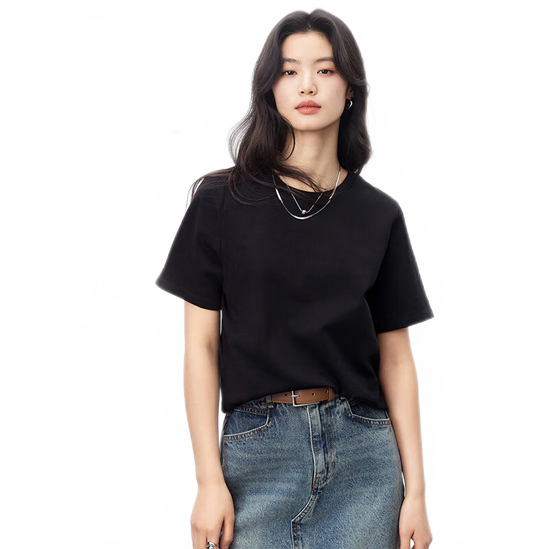 Ziyouxi 7A Grade Antibacterial Pure Cotton Heavyweight T-Shirt, 2026 New Style, Black Trendy Loose Casual White Short-Sleeve Women's Summer T-Shirt